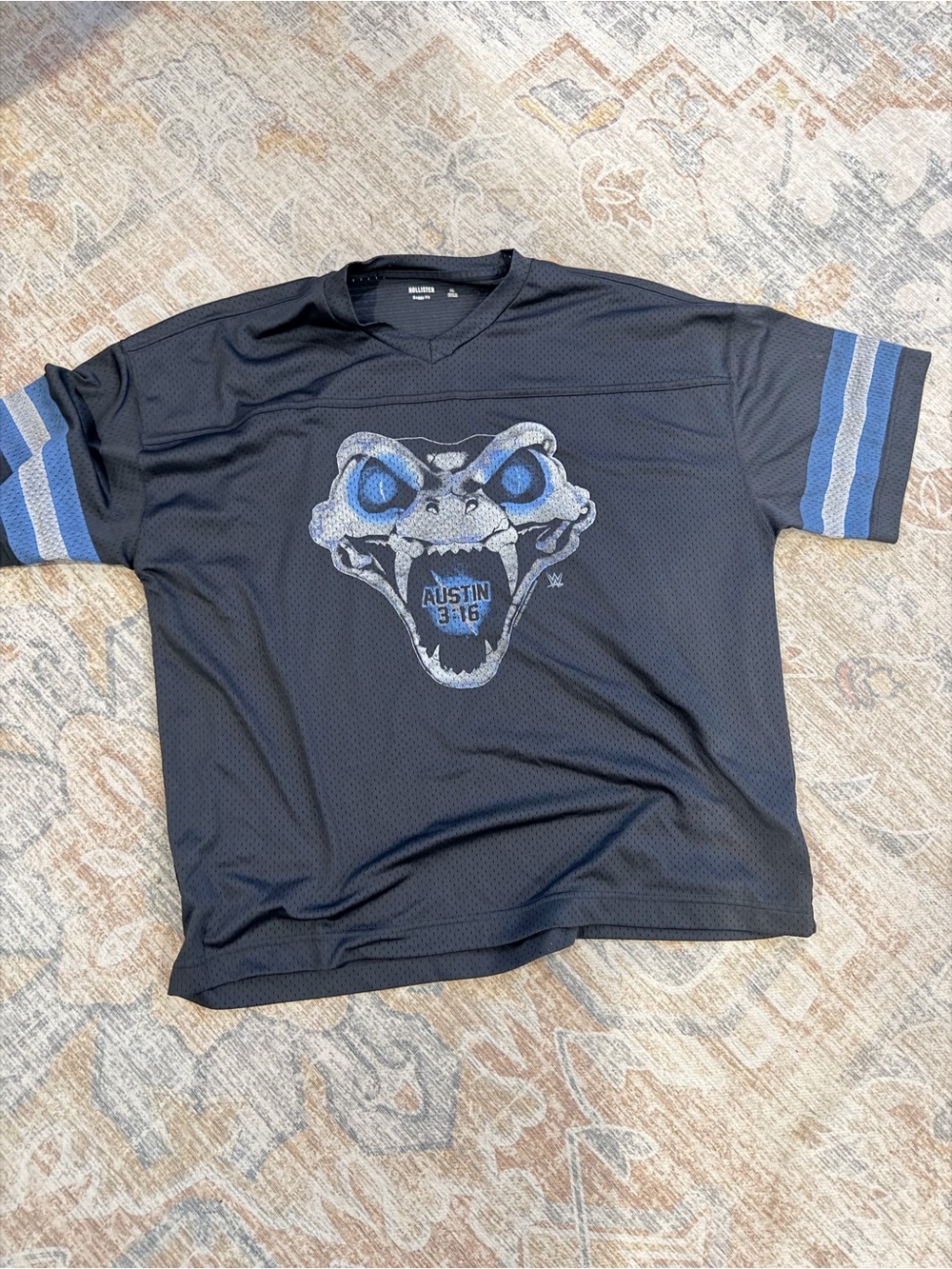 Hollister Black Shirt with Blue Eye Snake Graphic
